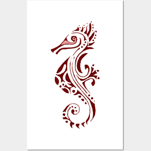 Seahorse red tattoo Posters and Art